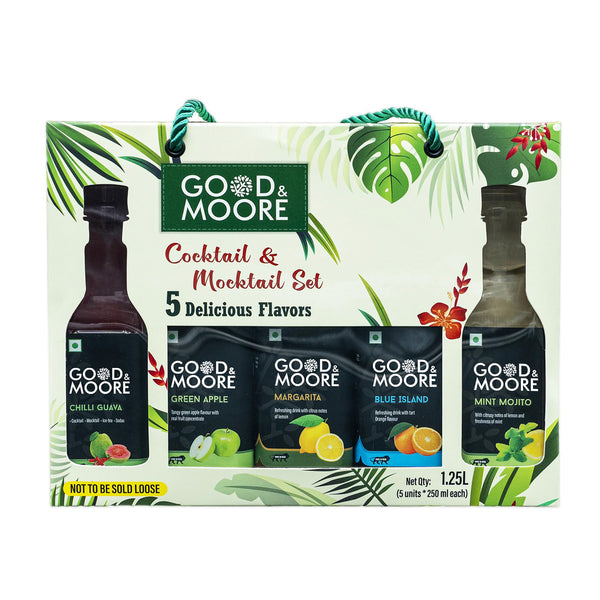 Cocktail & Mocktail Set | Diwali & Festive Gift Pack | Pack of 5 Delicious Syrups | 250mlx5