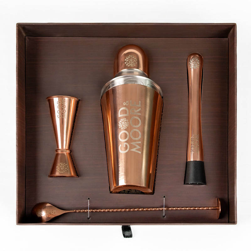 Mixology Set - Rose Gold | 8 Cocktail Syrups | Bar Accessories | Recipe Book